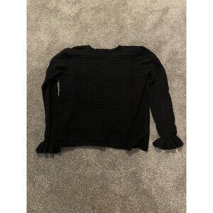 Melrose Chic Cardigan Sweater Womens Large Black Knit Button Front Ruffle Sleeve